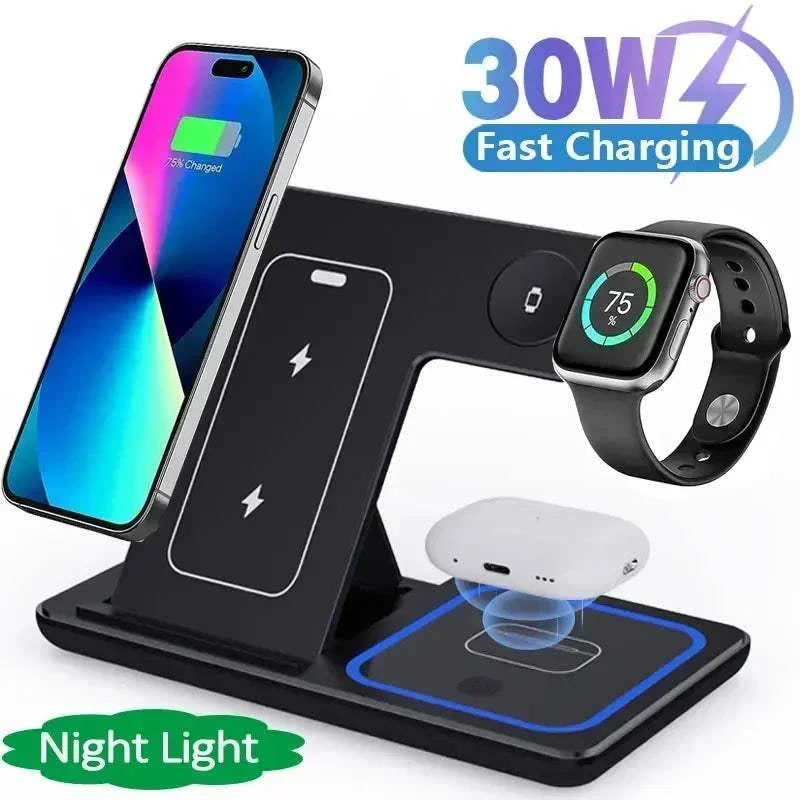 30W magnetic wireless charger stand 3 in 1
