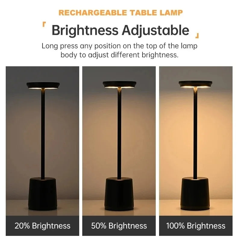 Rechargeable Table Lamps With Touch Sensor 3 Color Adjustable LED Desk Light