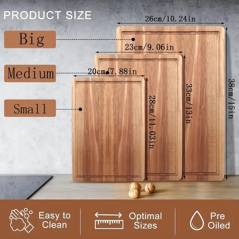 Walnut and Beech Wooden Cutting Board for Kitchen