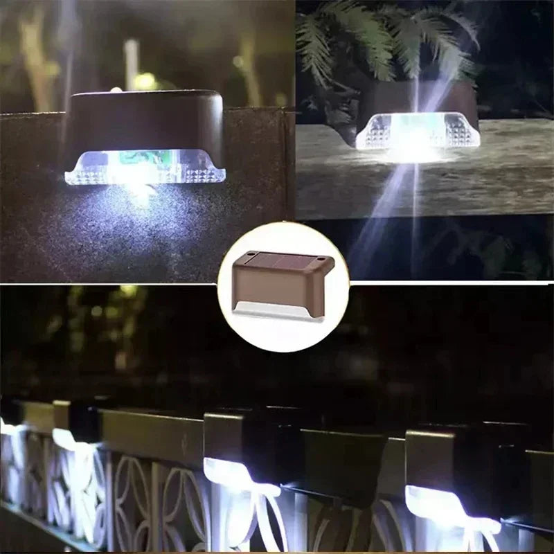 Solar LED Step Lights Outdoor Waterproof Deck and Garden Lights