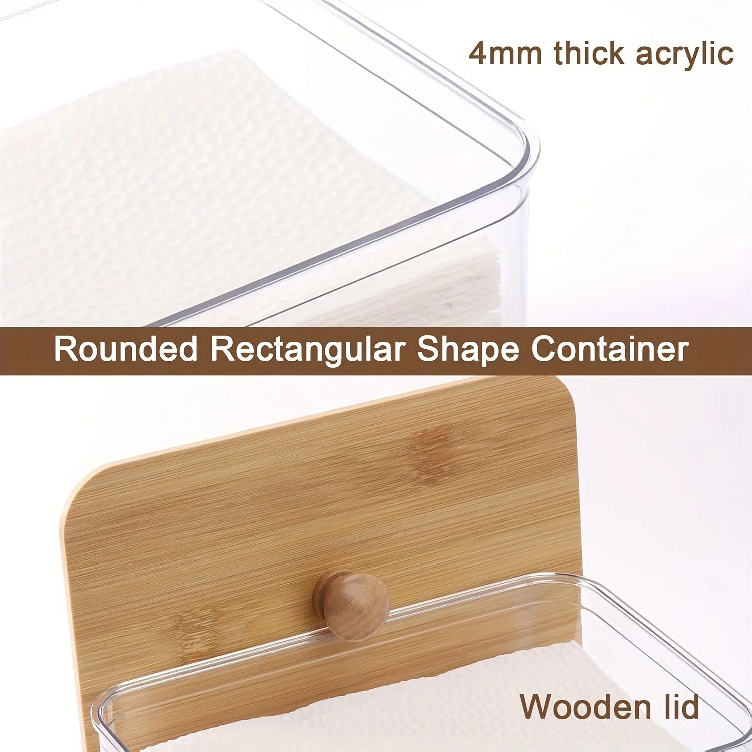 Acrylic Dryer Sheet Holder Container with Bamboo Lid