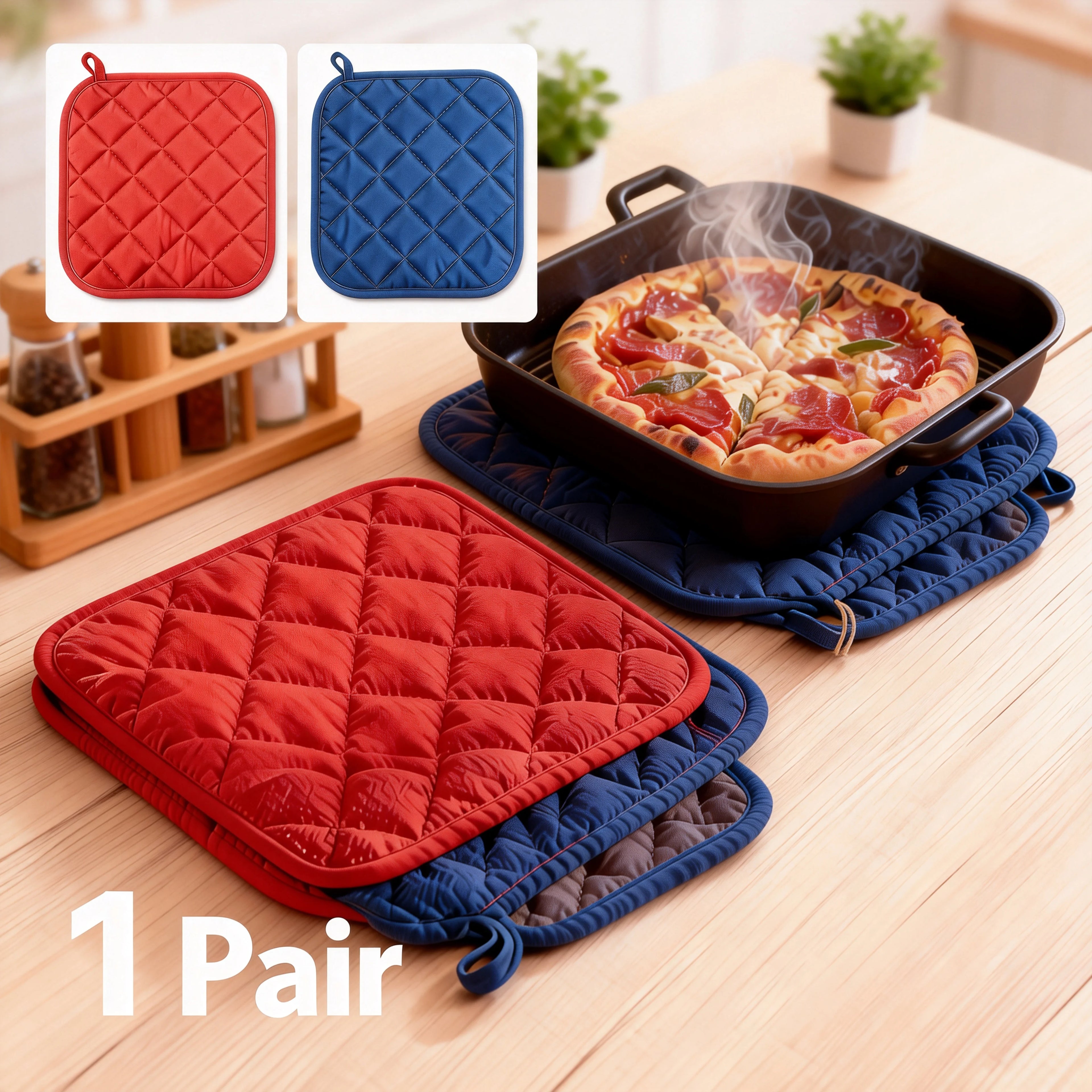 3 Piece Heat Resistant Pot Holder Set for Kitchen