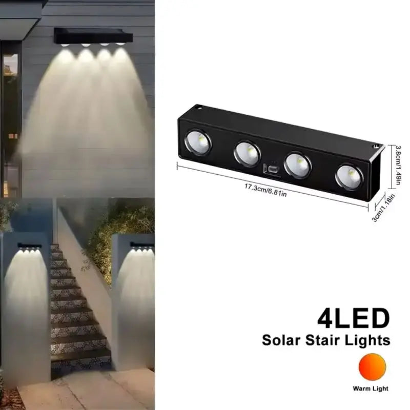 Solar LED Outdoor Wall Light Waterproof Garden Fence and Stair Lighting