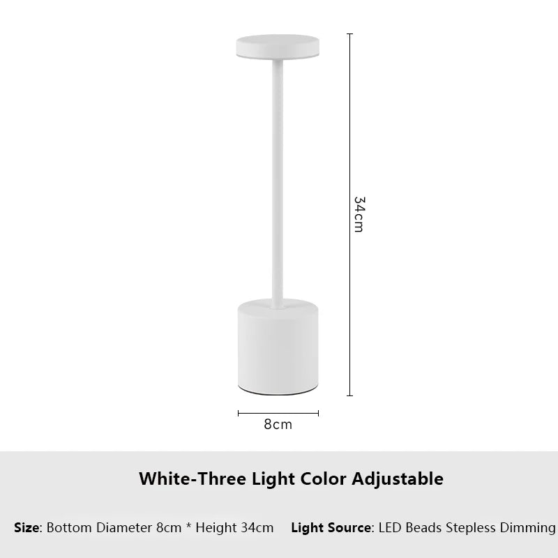 Rechargeable Table Lamps With Touch Sensor 3 Color Adjustable LED Desk Light