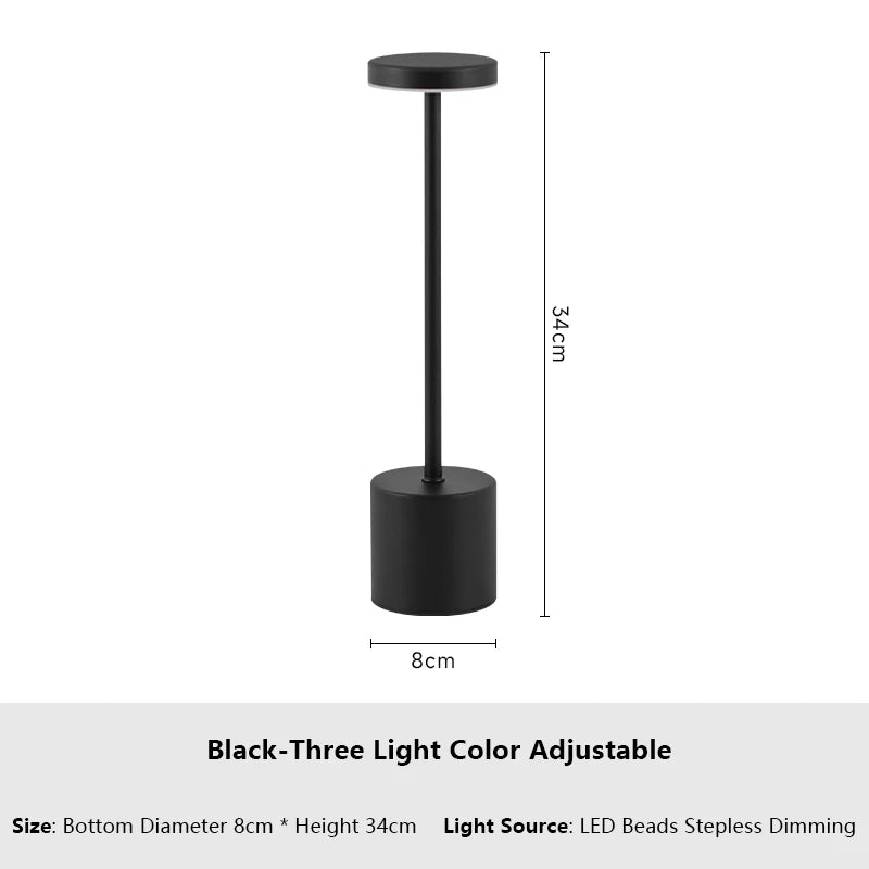 Rechargeable Table Lamps With Touch Sensor 3 Color Adjustable LED Desk Light