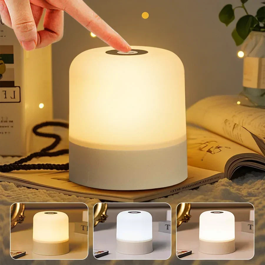 Rechargeable LED Night Light With Remote Control RGB Dimmable Table Lamp