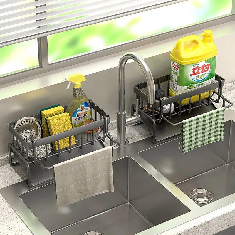 kitchen sink caddy organizer for sponge soap and cleaning tools